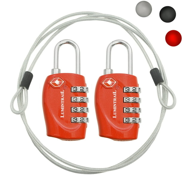 2 Pack Lumintrail TSA Approved 4 Digit Combination Travel Lock with
