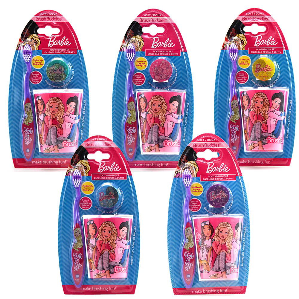 Barbie Brush Buddies Soft Toothbrush Set - Make Brushing Fun! Cute Soft  Toothbrush for Kids with Brush Cap & Rinsing Cup Designed with Pretty Barbie  Characters - Ergonomic Grip Kids Toothbrushes Pack -