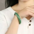 thumbnail image 2 of K-KED Chinese Beautiful Genuine Natural Green Jade Gems Bangle Beauty Bracelet-63-64, 2 of 6
