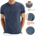 thumbnail image 3 of Vicojack Men's Henley T-Shirts 3-Button Placket Short Sleeve Plain Casual Summer Tee, Pack of 2 (M-XXL), 3 of 9