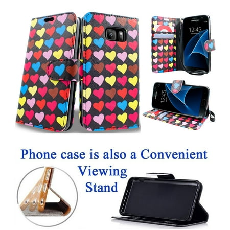 for 5.1" Samsung Galaxy S7 Case Phone Case Hybrid Painted Wallet Fold Kick Stand Card Pocket Pouch Screen Flip Cover Sweet Hearts