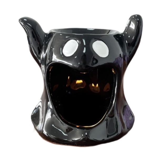 Quemador de aceite esencial de Halloween, calentador de aceite aromático para centro de mesa con fragancia para el hogar Negro