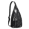 thumbnail image 1 of Dark Aesthetic Sling Backpack - Gothic Sunburst & Cosmic Eyes Print Shoulder Bag, Fashionable Anti-Theft Pack for Commuters, 1 of 4