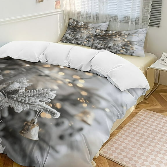 Christmas Snowman Snow House Duvet Cover Set Pattern Soft Bedding Set Comforter Cover Set(1 Duvet Cover 2 Pillowcases)