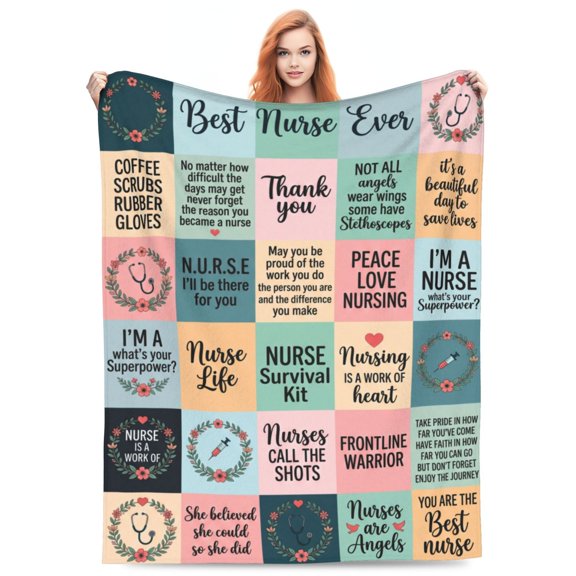 Nurse Gifts for Women, Super Soft Nurse Blanket, Nurse Graduation Practitioner Week Retirement Appreciation Gift, Flannel Throw Blanket 50x40