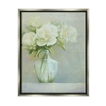 Stupell Industries Blooming White Flowers Traditional Vase Still Life Painting Luster Gray Floating Framed Canvas Print Wall Art, Design by Cloverfield & Co.