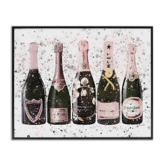 Stupell Industries Contemporary Chic Pink Rose Bottles Black Framed Giclee Art, 14 x 11, by Amanda Greenwood