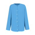 thumbnail image 4 of Dorinao Women's Oversized Linen Cotton Long Sleeve Blouse - Button Front Loose Fit Shirt for Casual & Summer, Blue, M, 4 of 6