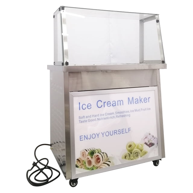 Machine à Rouleaux de Crème Glacée Frite Machine à Yogourt Glacé Poêle Plate Unique Six Seaux