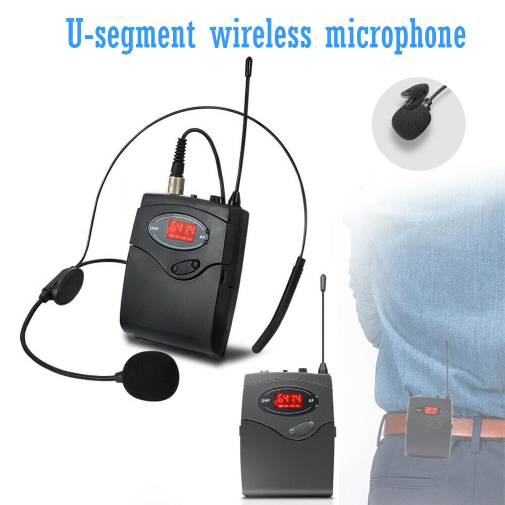UHF Wireless Headset Mini Receiver Transmitter Lavalier Lapel Smart