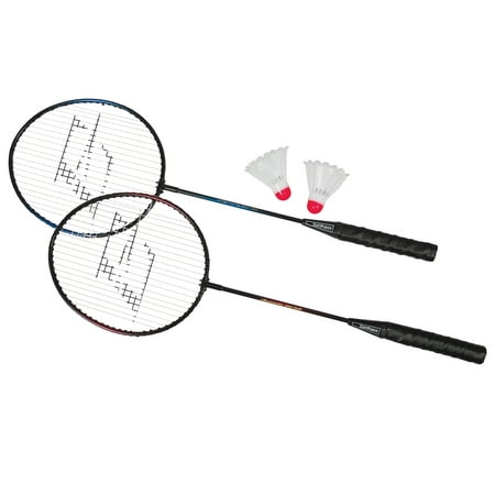 EastPoint Sports 2 Player Badminton Racket Set; Contains 2 Rackets with Tempered Steel Shafts and Soft, Comfortable Handles and 2 Durable, White Shuttlecocks for Entertainment with Friends and Family