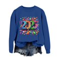 thumbnail image 1 of WEAIXIMIUNG Chandail en Molleton Bleu Marine pour Femmes Automne et Hiver Col Rond Manches Longues Chandail en Molleton Imprimé Chandail de Noël, 1 of 4