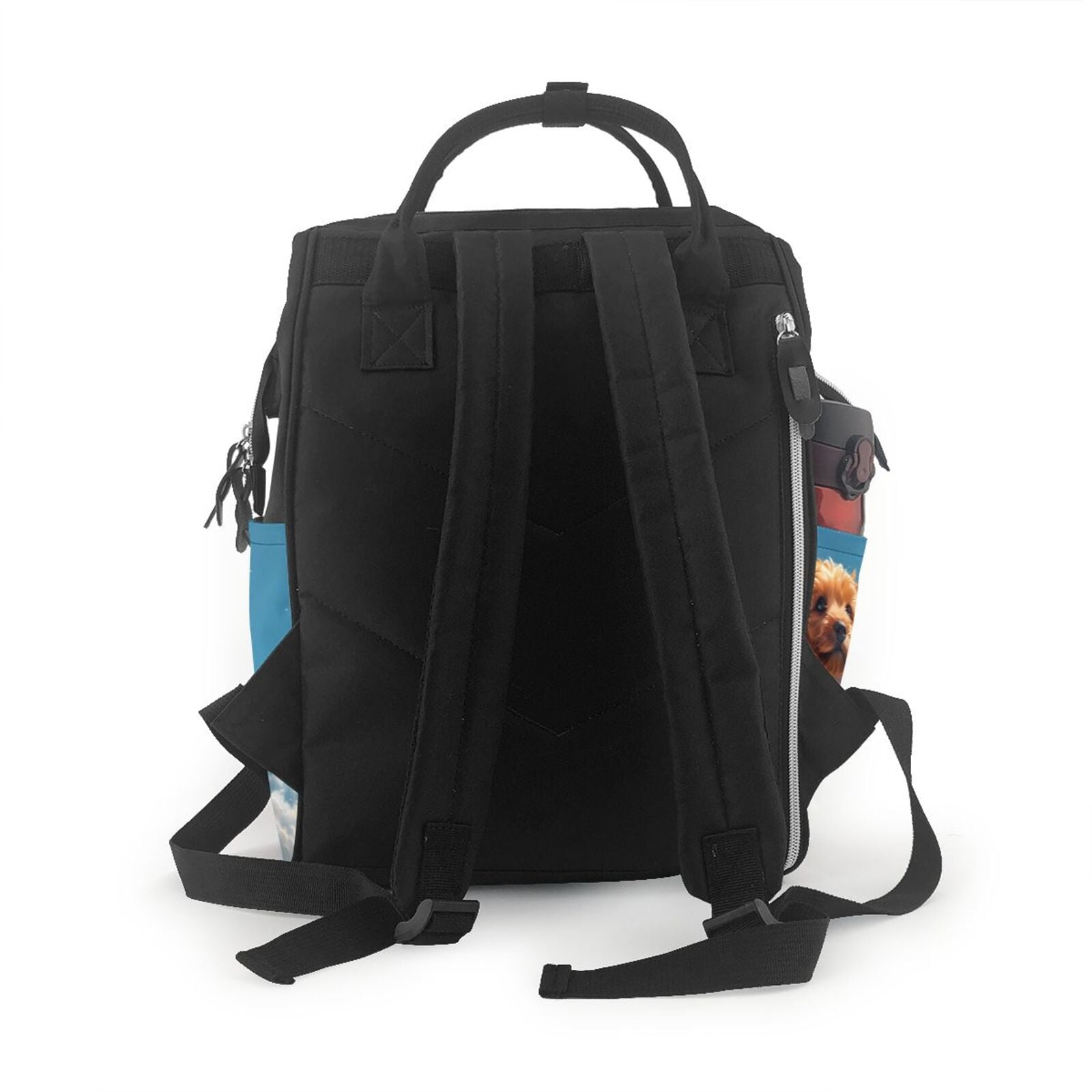 Fuzoiu Blue Sky Cloud Puppy Print Diaper Bag Backpack,Baby Essentials Travel Tote,Multi function Waterproof Diaper Bag, Travel Essentials Baby Bag - Unisex