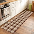 thumbnail image 3 of Brown Buffalo Plaid Washable Runner Rugs 2'x6', Geometric Check Abstract Line Gradient Low Pile Throw Entryway Rug Non-Slip Sturdy Edge Binding Carpet for Indoor Bedside Entrance Bedside, 3 of 9