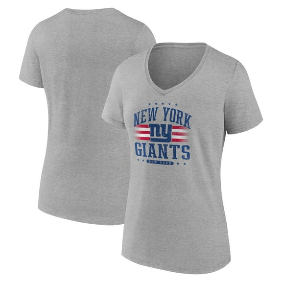 Women's Gray New York Giants Americana Team V-Neck T-Shirt