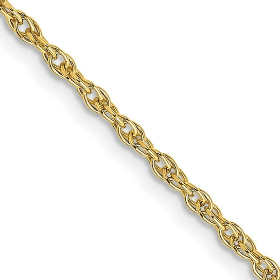 10K Yellow Gold Cable Chain Styles Necklace 1.55 mm Carded Rope 16 inch
