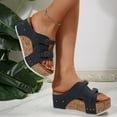 thumbnail image 4 of CQONEPT Tassel Sandals Women Wedge Shoes: Comfortable Womens Orthopedic Sandal Dressy Summer Flip Flops Fashion Walking Wedges with Adjustable Navy Size 10, 4 of 8