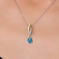 thumbnail image 3 of 925 Silver and 10K Yellow Gold London Blue Topaz and White Lab Grown Diamond Pendant Necklace for Women | 0.96 Cttw | Gemstone November Birthstone | Pear Shape 8X5MM | With 18 inch Chain, 3 of 6