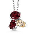 thumbnail image 2 of 925 Silver and 10K Yellow Gold Red Rhodolite Garnet and Peach Morganite Pendant Necklace for Women (2.75 Cttw, Oval 8X6MM, 7X5MM and 6X4MM, Gemstone January Birthstone, with 18 inch Chain), 2 of 4