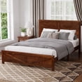 thumbnail image 3 of Leumius Farmhouse Style Queen Size Bed with Barn Door Designed Headboard and Footboard, Pinewood Bed with Strengthened Bed Frame for Teens Adults Walnut, 3 of 8