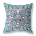 thumbnail image 2 of Paisley Leaf Geo Indoor/Outdoor Pillow in Muted Blue Red 26x26, 2 of 7