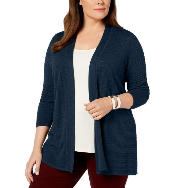 Charter Club - Womens Sweater Navy Plus Cardigan Open Front 1X ...