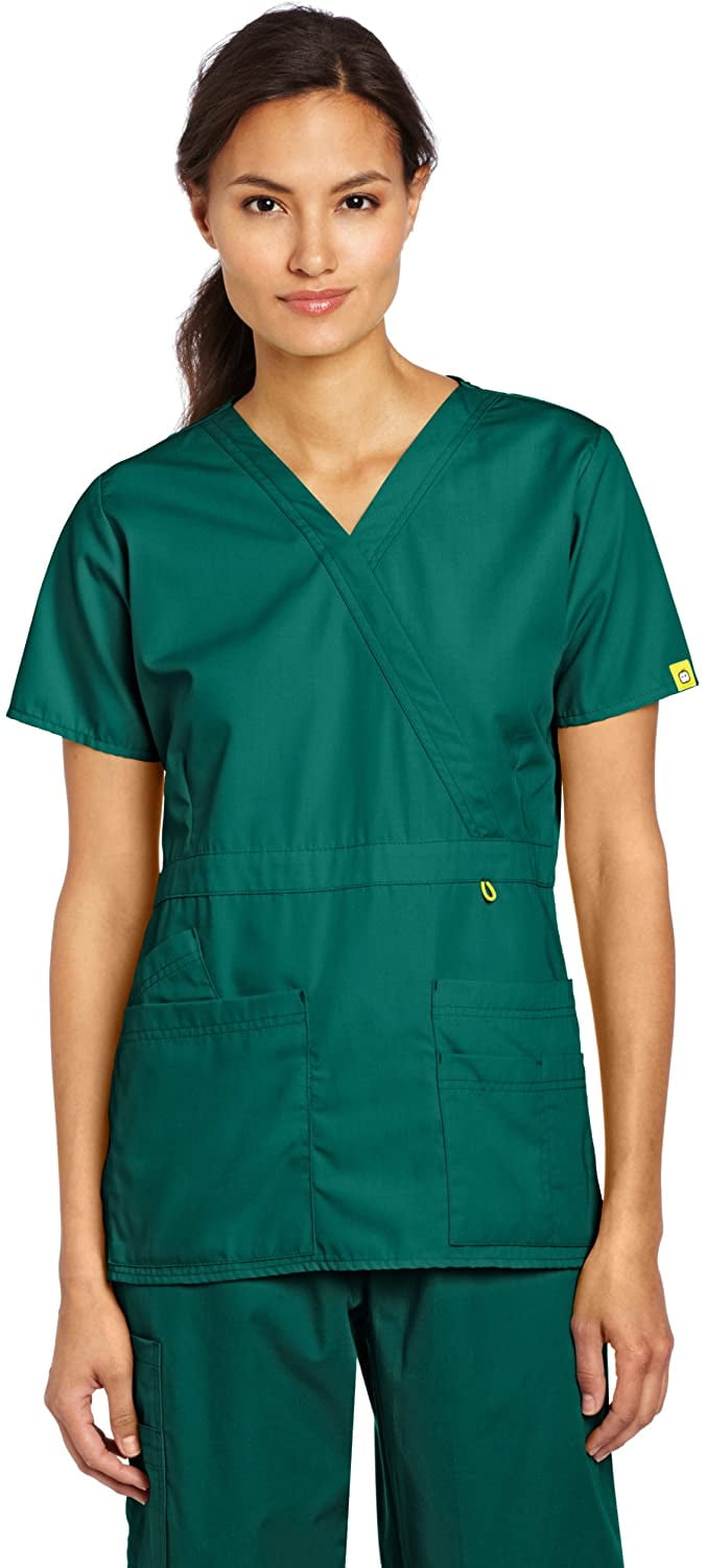 WonderWink Women's Scrubs PeekABoo Top, Hunter Green, XXSmall