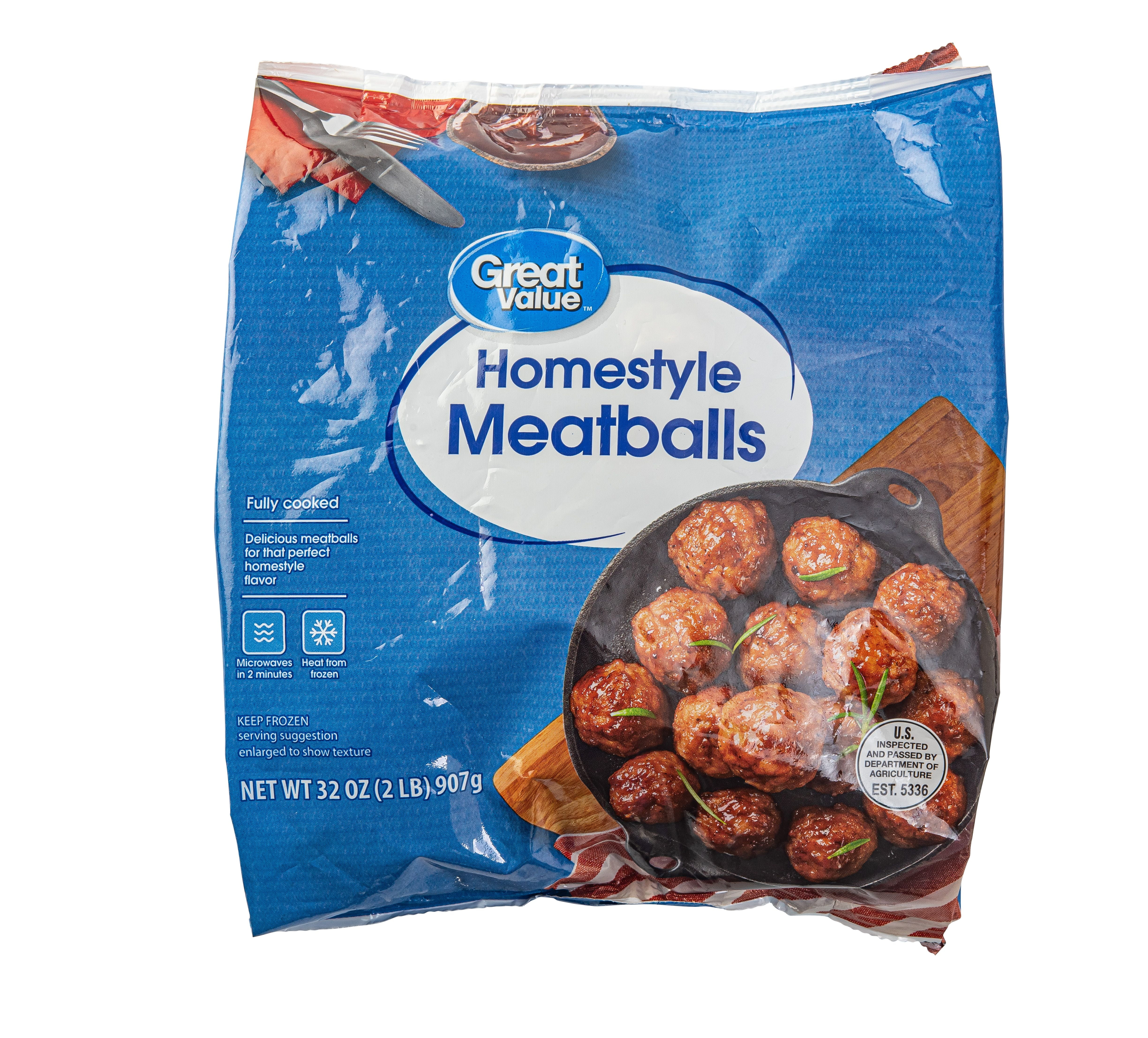 Great Value Fully Cooked Homestyle Meatballs, 32 oz (Frozen)