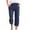 2-2-Navy, variant on SELONE Women Linen Pants Casual Dress Pants Plus Size Lounge Pants with Pockets Cotton Linen Elastic Waist Capri Trouser Loose Beach Pants Drawstring Solid with Buttons Straight Blue L Summer Clothes