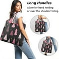 thumbnail image 2 of 5 Pack Foldable Shopping Bag,Black and Pink Christmas Tree Pattern Reusable Grocery Bags with Pockets,Large Reusable Tote Bags with Handles Waterproof & Lightweight, 2 of 6
