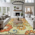 thumbnail image 3 of Boho Floral Large Area Rugs 6x9 ft Yellow Orange Flower Leaf Abstract Yellow Washable Rug Non Slip Indoor Carpet Absorbent Floor Mat for Living Room Bedroom Dining Room, 3 of 9