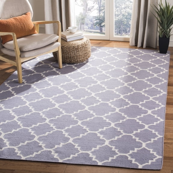 Safavieh Dhurries Brad Geometric Area Rug, Purple/Ivory, 6' x 9'