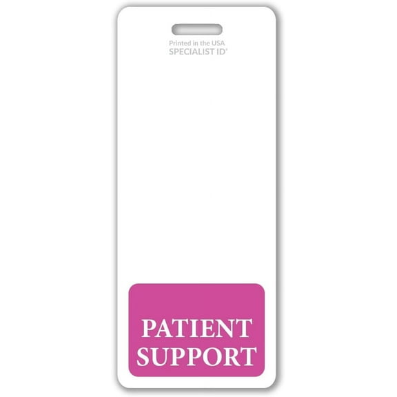 Oversized Patient Support Badge Buddy - Vertical XL Badge Buddies for Patient Supports - 2 1/8 X 5 1/2 Role Identification Badge Backer Card - USA Printed by Specialist ID (Hot Pink)