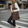 thumbnail image 5 of CUZIBR Women'S Sweaters Hooded Quilted Vest Thick Warm Fuzzy Wool Lined Solid Color Sleeveless Jacket With Pockets Stylish Casual Outerwear Coat Fall Fashion Outfit,Coffee,M, 5 of 7