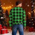 thumbnail image 6 of Men's Casual Checkered Print Semi-Zipper Retro Long Sleeve Sports Sweatshirt - Vintage Style with Check Design for Athletic and Casual Use,Green,M, 6 of 7