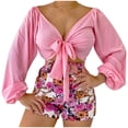 thumbnail image 2 of Puntoco Mujeres Moda Sexy Verano Casual Con Cordones V-Cuello Top Camisa Impreso Pantalones Cortos Conjunto De Dos Piezas Puntoco Puntoco-5348, 2 of 9