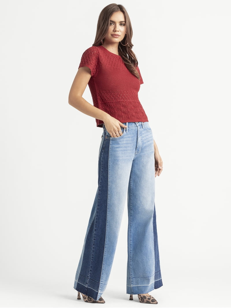 Jessica Simpson Women's and Women's Plus Freesia Wide Leg Jeans