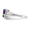 thumbnail image 3 of White Sterling Silver Ring Band Gemstone Amethyst Heart Purple Peridot Green Diamond Round, 3 of 4