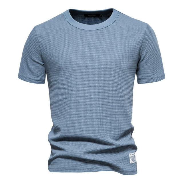 Qertyioot Mode Homme Décontractée chandail-Over Uni Col Rond T-shirt Manches Courtes Hauts Chemise Économies d'Été