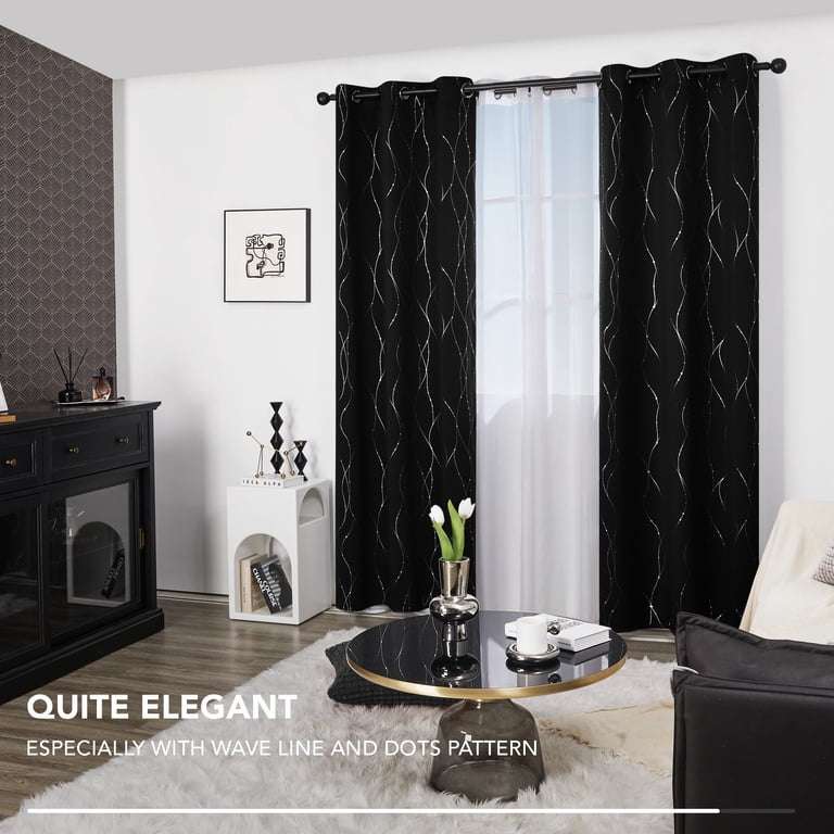 Deconovo Silver Wave Dots Blackout Curtains, 42"x84" photo 2