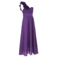 thumbnail image 4 of Alvivi Kids Girls A-Line Chiffon One Shoulder Flower Girl Dress Junior Bridesmaid Wedding Party Pageant Prom Dresses Purple 4, 4 of 7