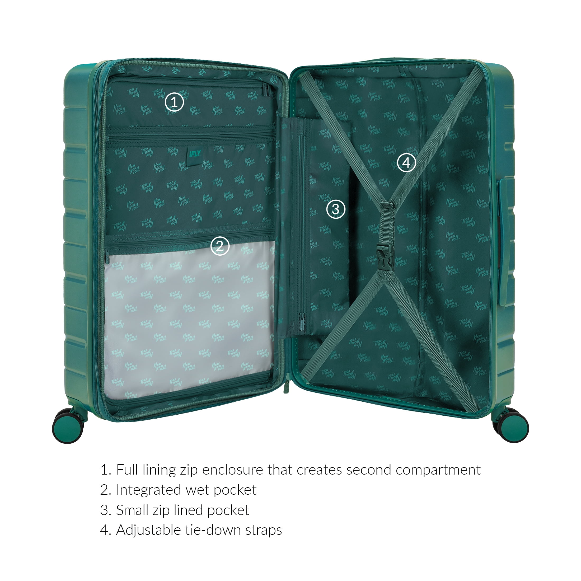 iFLY Evolve 20” Expandable Hardside Spinner Carry-on Luggage, Teal