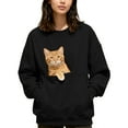 thumbnail image 2 of FASHOFT Womens Cat Pouch Hoodie with Dog Pouch Flannel Sweatshirts with Pockets Pet Carrier Animal Holder Long Sleeve Pullover Tops Black XL, 2 of 9