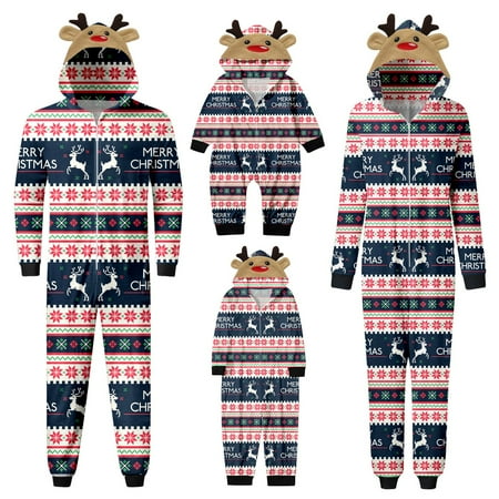 

Christmas Reindeer Romper Fall Sleepwear Pjs for Couples Cartoon Xmas Candy Candle Snowflake Family Kids Mommy and Me Boys Winter Pajamas Sets Hooded Long Sleeve Girls Onesie Snowman