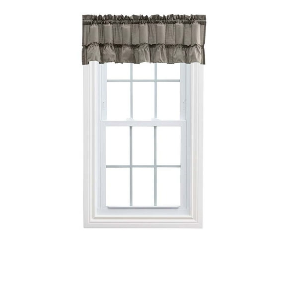 Ellis Stacey 1.5" Rod Pocket High Quality Fabric Solid Color Window Ruffled Filler Valance 54"x13" Grey