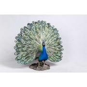 Hi-Line Gift Resin Animals Peacock Sculpture, Green