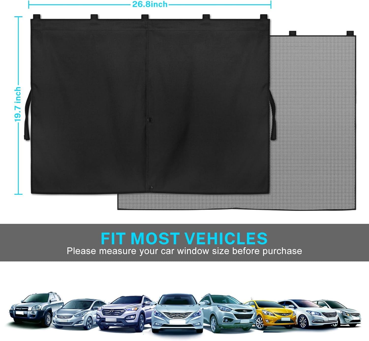 Car Window Shades, Magnetic Double Layer Car Sun Shade for Side Windows Privacy Full Covers/Half Shade Options Black Car Window Curtains for Baby Protection (1pcs)