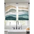 thumbnail image 3 of Beige Teal Ombre Semi Sheer Window Curtains 45 Inches Long, Modern Geometric Aesthetics Abstract Rod Pocket Voile Silky Chiffon Curtain Light Filtering Drapes for Living Room, 52"x45", 2 Panels, 3 of 9