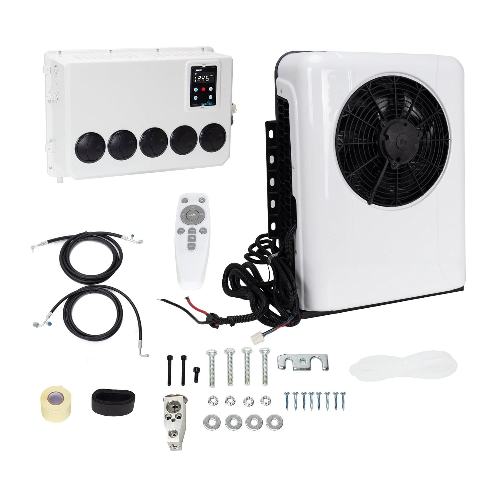 12V 12000 BTU Split RV Air Conditioner, Energy-Saving Cooling for Semi Trucks Buses Caravans with Remote Control