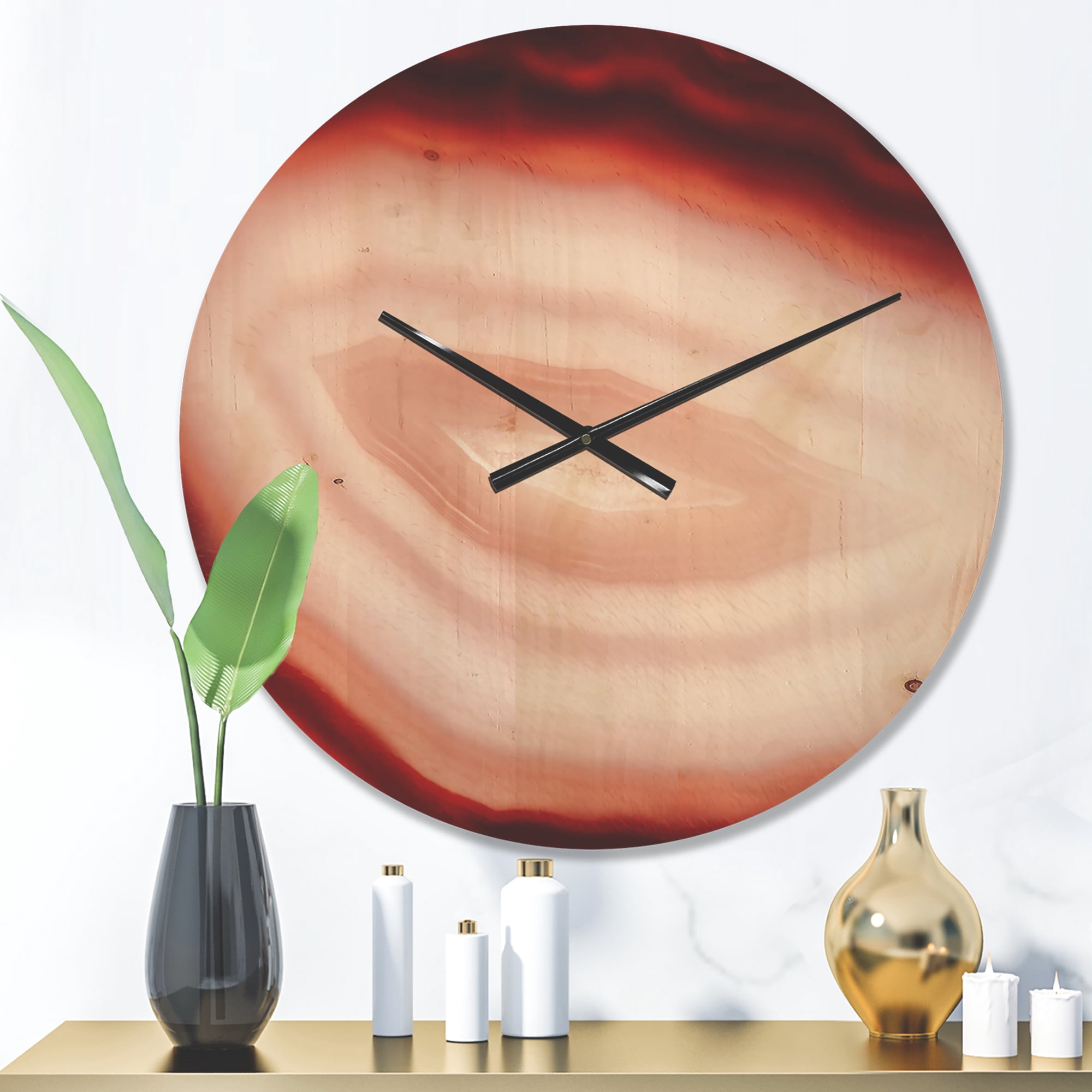 Designart 'Chalcedony Geological Crystal With Agate' Modern Wood Wall Clock